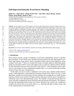 Self-Supervised Intensity-Event Stereo Matching