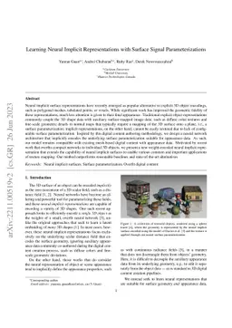 Learning Neural Implicit Representations with Surface Signal
  Parameterizations