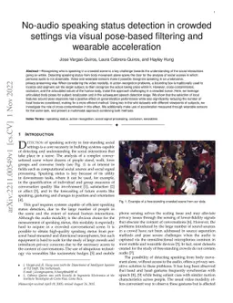 No-audio speaking status detection in crowded settings via visual
  pose-based filtering and wearable acceleration