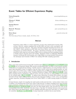 Event Tables for Efficient Experience Replay