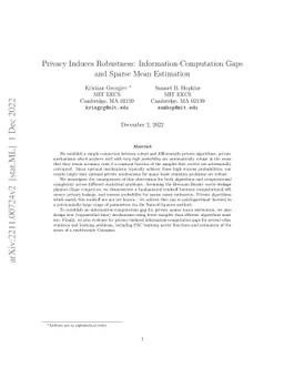Privacy Induces Robustness: Information-Computation Gaps and Sparse Mean
  Estimation