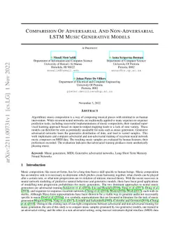 Comparision Of Adversarial And Non-Adversarial LSTM Music Generative
  Models