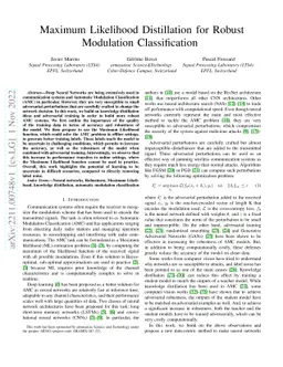 Maximum Likelihood Distillation for Robust Modulation Classification