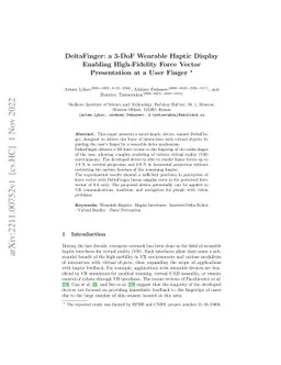 DeltaFinger: a 3-DoF Wearable Haptic Display Enabling High-Fidelity
  Force Vector Presentation at a User Finger