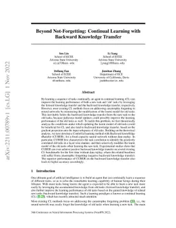 Beyond Not-Forgetting: Continual Learning with Backward Knowledge
  Transfer