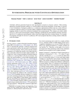 Synthesizing Programs with Continuous Optimization