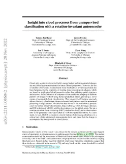 Insight into cloud processes from unsupervised classification with a
  rotationally invariant autoencoder