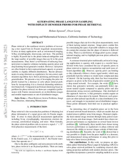 Alternating Phase Langevin Sampling with Implicit Denoiser Priors for
  Phase Retrieval