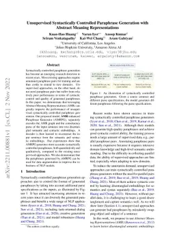 Unsupervised Syntactically Controlled Paraphrase Generation with
  Abstract Meaning Representations