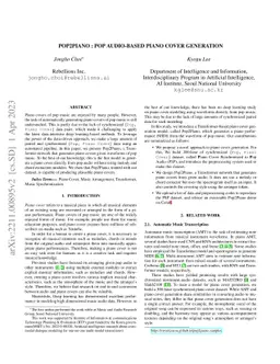 Pop2Piano : Pop Audio-based Piano Cover Generation