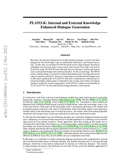 PLATO-K: Internal and External Knowledge Enhanced Dialogue Generation