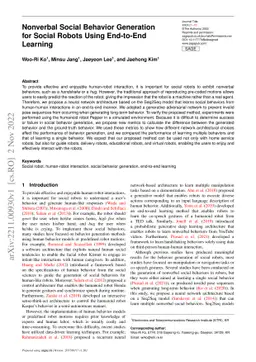 Nonverbal Social Behavior Generation for Social Robots Using End-to-End
  Learning