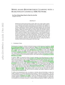 Model-based Reinforcement Learning with a Hamiltonian Canonical ODE
  Network