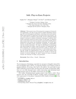 SoK: Play-to-Earn Projects