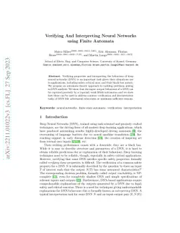 Verifying And Interpreting Neural Networks using Finite Automata