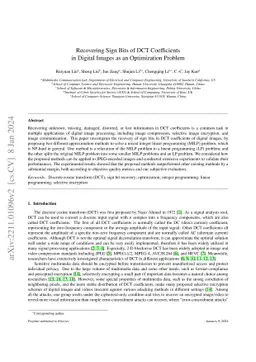 Recovering Sign Bits of DCT Coefficients in Digital Images as an
  Optimization Problem