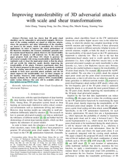 Improving transferability of 3D adversarial attacks with scale and shear
  transformations