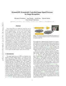 DynamicISP: Dynamically Controlled Image Signal Processor for Image
  Recognition