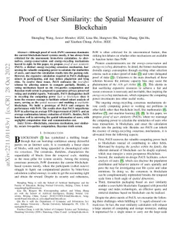 Proof of User Similarity: the Spatial Measurer of Blockchain
