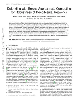 Defending with Errors: Approximate Computing for Robustness of Deep
  Neural Networks