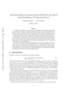 An Exponentially Converging Particle Method for the Mixed Nash Equilibrium of Continuous Games