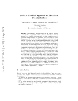 SoK: A Stratified Approach to Blockchain Decentralization