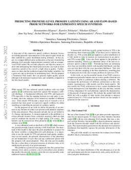 Predicting phoneme-level prosody latents using AR and flow-based Prior
  Networks for expressive speech synthesis