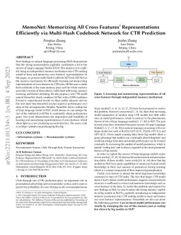 MemoNet: Memorizing All Cross Features' Representations Efficiently via
  Multi-Hash Codebook Network for CTR Prediction