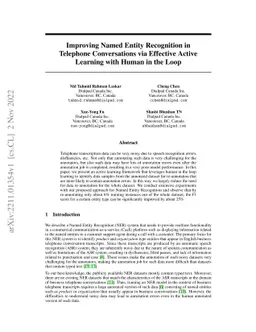 Improving Named Entity Recognition in Telephone Conversations via
  Effective Active Learning with Human in the Loop