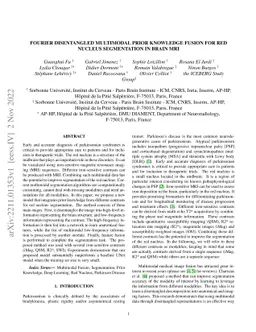 Fourier Disentangled Multimodal Prior Knowledge Fusion for Red Nucleus
  Segmentation in Brain MRI