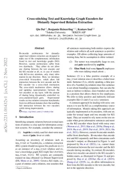 Cross-stitching Text and Knowledge Graph Encoders for Distantly
  Supervised Relation Extraction