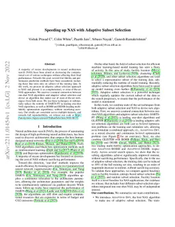 Speeding up NAS with Adaptive Subset Selection