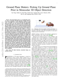 Ground Plane Matters: Picking Up Ground Plane Prior in Monocular 3D
  Object Detection