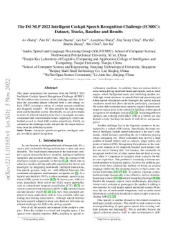 The ISCSLP 2022 Intelligent Cockpit Speech Recognition Challenge
  (ICSRC): Dataset, Tracks, Baseline and Results
