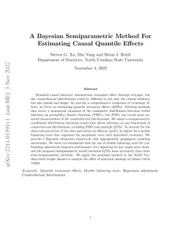 A Bayesian Semiparametric Method For Estimating Causal Quantile Effects