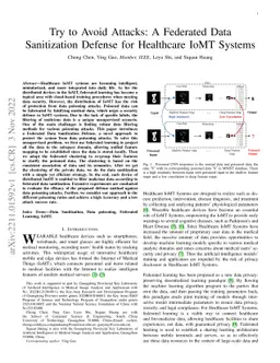 Try to Avoid Attacks: A Federated Data Sanitization Defense for
  Healthcare IoMT Systems