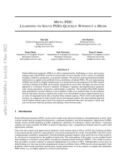 Meta-PDE: Learning to Solve PDEs Quickly Without a Mesh