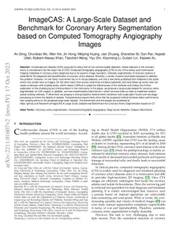 ImageCAS: A Large-Scale Dataset and Benchmark for Coronary Artery
  Segmentation based on Computed Tomography Angiography Images