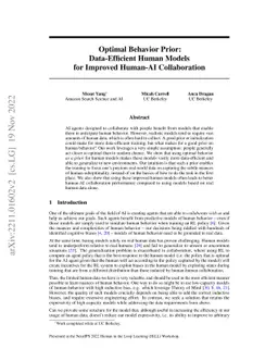 Optimal Behavior Prior: Data-Efficient Human Models for Improved
  Human-AI Collaboration