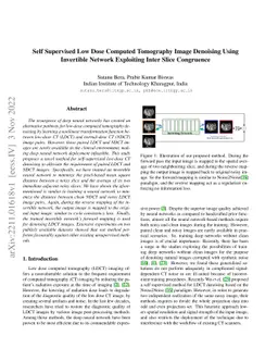 Self Supervised Low Dose Computed Tomography Image Denoising Using
  Invertible Network Exploiting Inter Slice Congruence