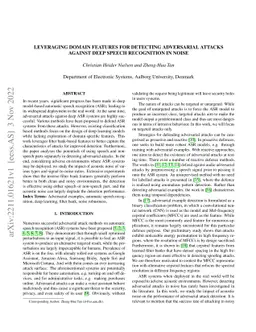 Leveraging Domain Features for Detecting Adversarial Attacks Against
  Deep Speech Recognition in Noise