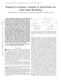 Temporal Consistency Learning of inter-frames for Video Super-Resolution