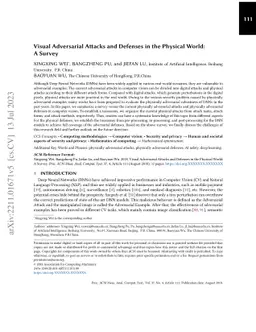 Visually Adversarial Attacks and Defenses in the Physical World: A
  Survey