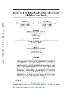 Beyond the Best: Estimating Distribution Functionals in Infinite-Armed
  Bandits