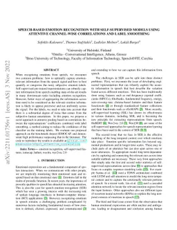 Speech-based emotion recognition with self-supervised models using
  attentive channel-wise correlations and label smoothing