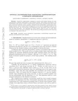 Optimal Algorithms for Stochastic Complementary Composite Minimization
