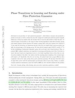 Phase Transitions in Learning and Earning under Price Protection
  Guarantee