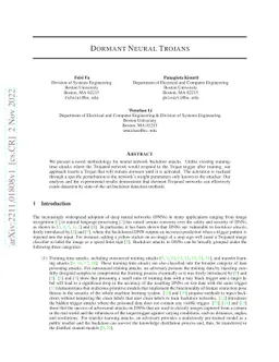 Dormant Neural Trojans