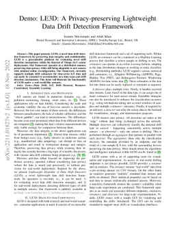 Demo: LE3D: A Privacy-preserving Lightweight Data Drift Detection
  Framework