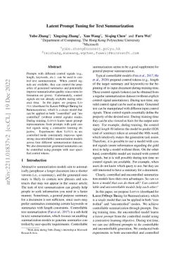 Latent Prompt Tuning for Text Summarization